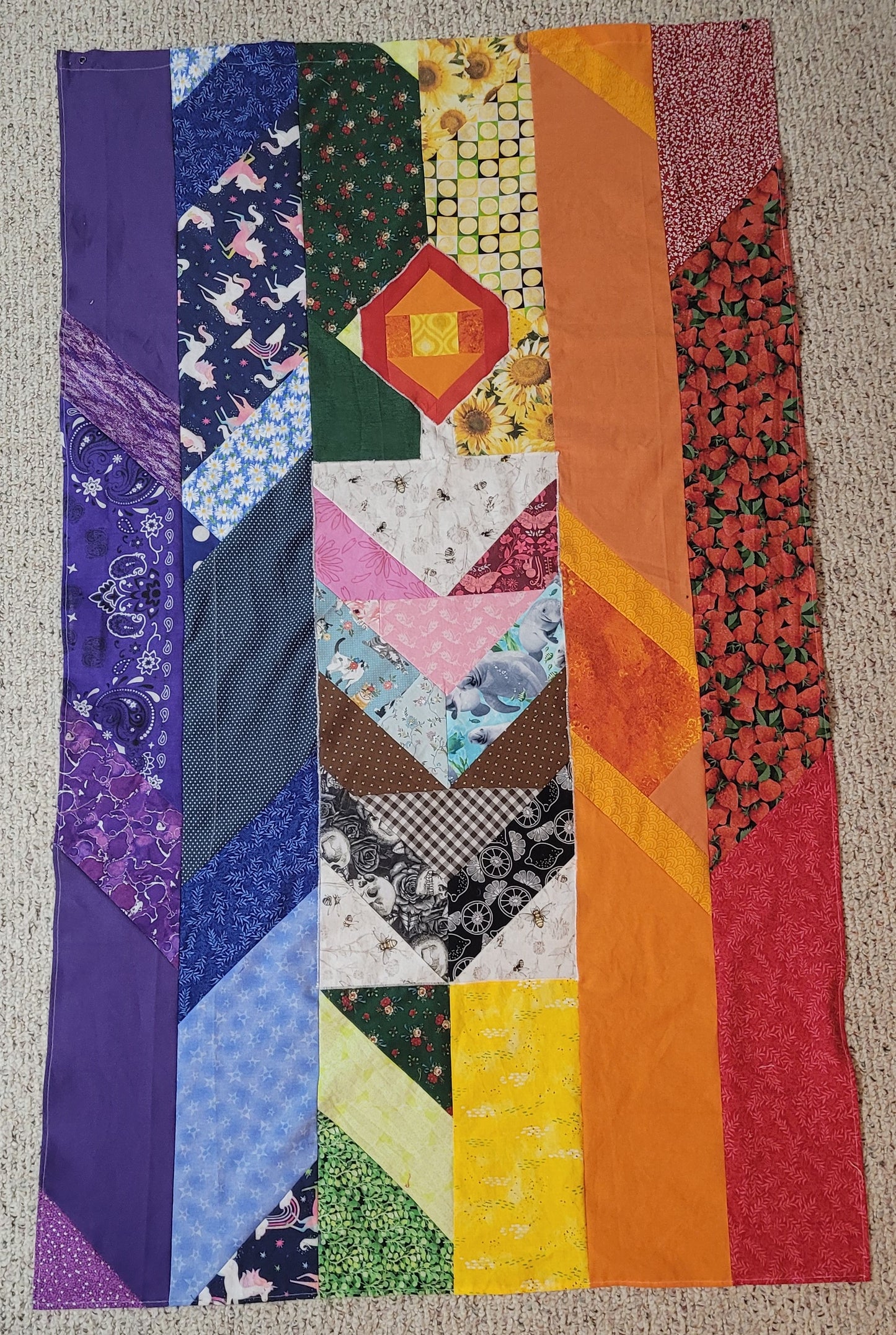 Patchwork Cotton Pride Flag Tapestry